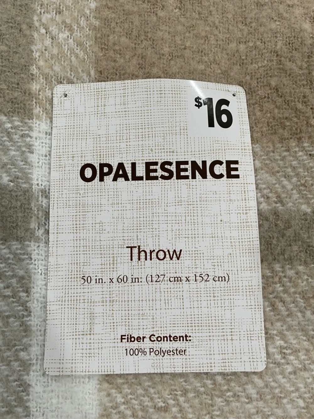 Opalesence Tan Buffalo Plaid Throw Blanket